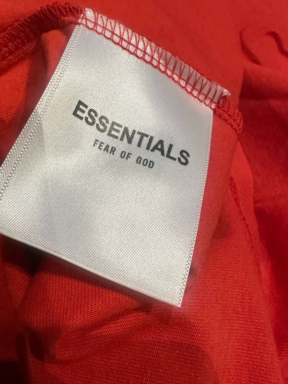 Fear of God Men’s Essentials Red Tee with Raised Font Size Large NWOT - Picture 8 of 9